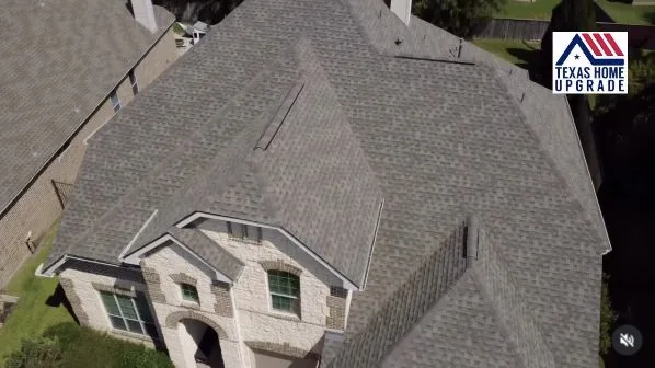 Aerial view of a roof renovation